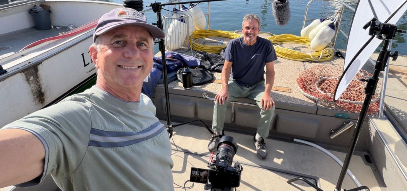Director of photography Jim Knowlton interviews an instructor for an emotional marketing video created for Pacifica Graduate Institute.
